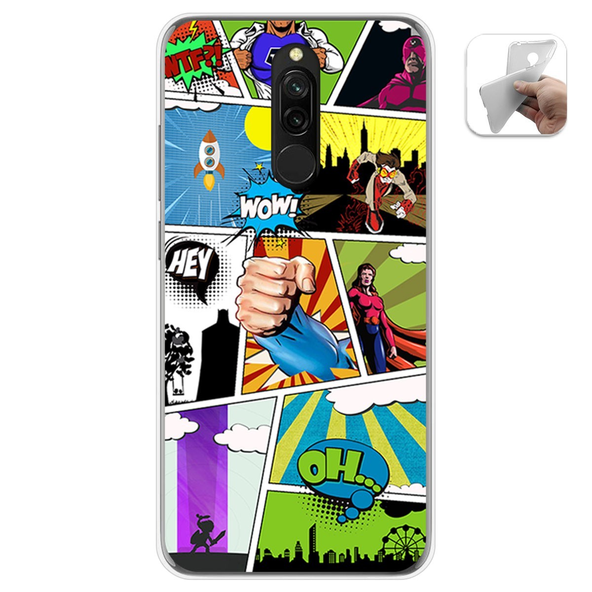 Funda Gel Tpu para Xiaomi Redmi 8 diseño Comic Dibujos