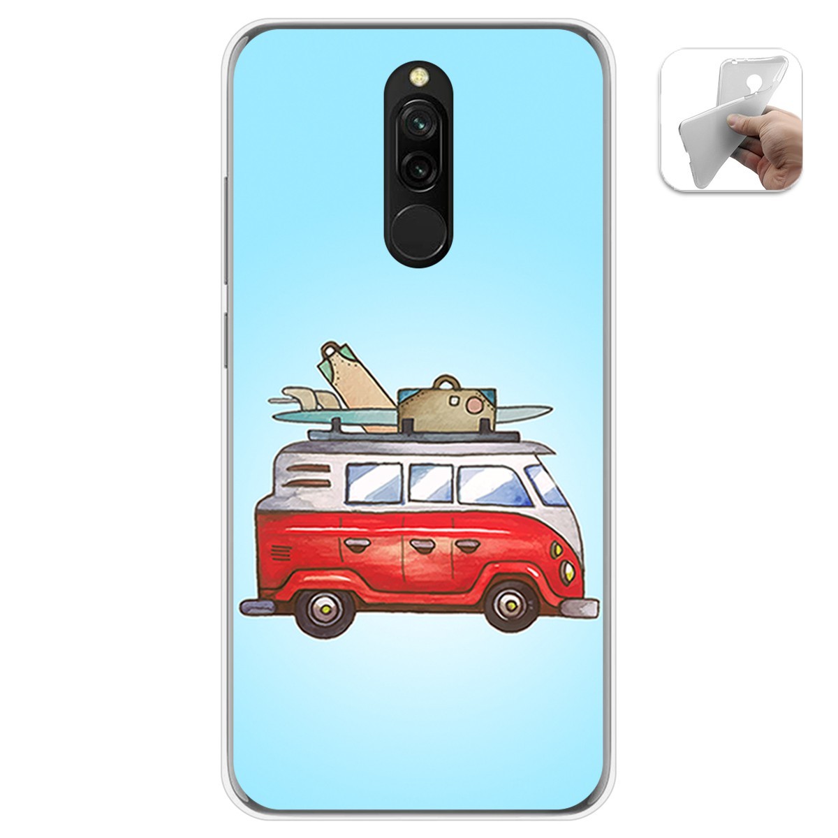 Funda Gel Tpu para Xiaomi Redmi 8 diseño Furgoneta Dibujos