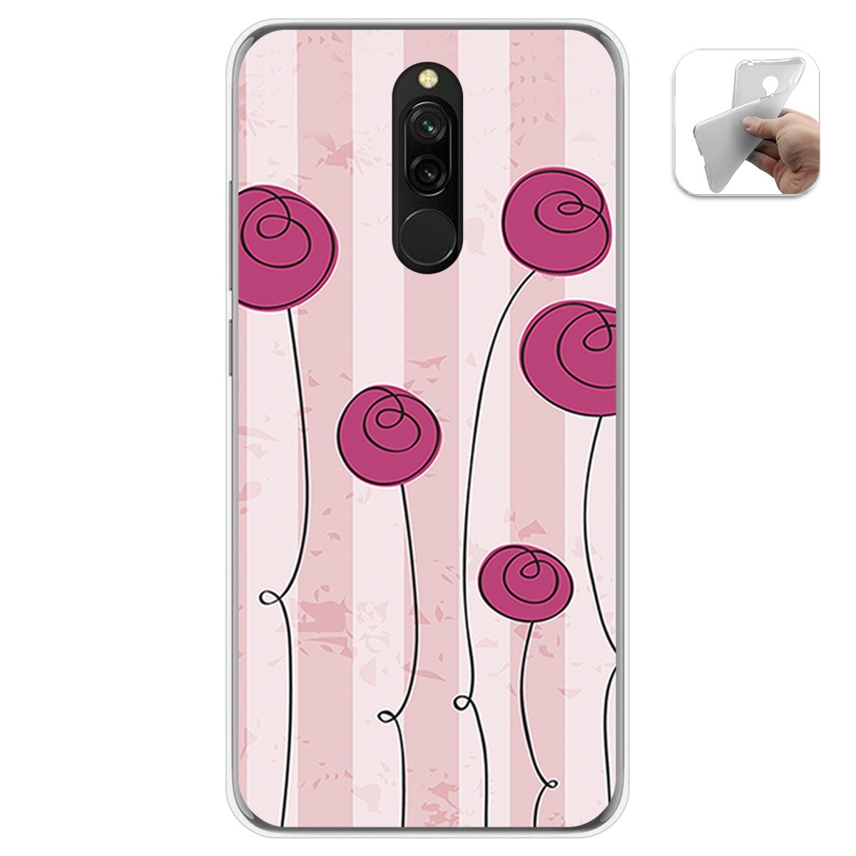 Funda Gel Tpu para Xiaomi Redmi 8 diseño Flores Vintage Dibujos