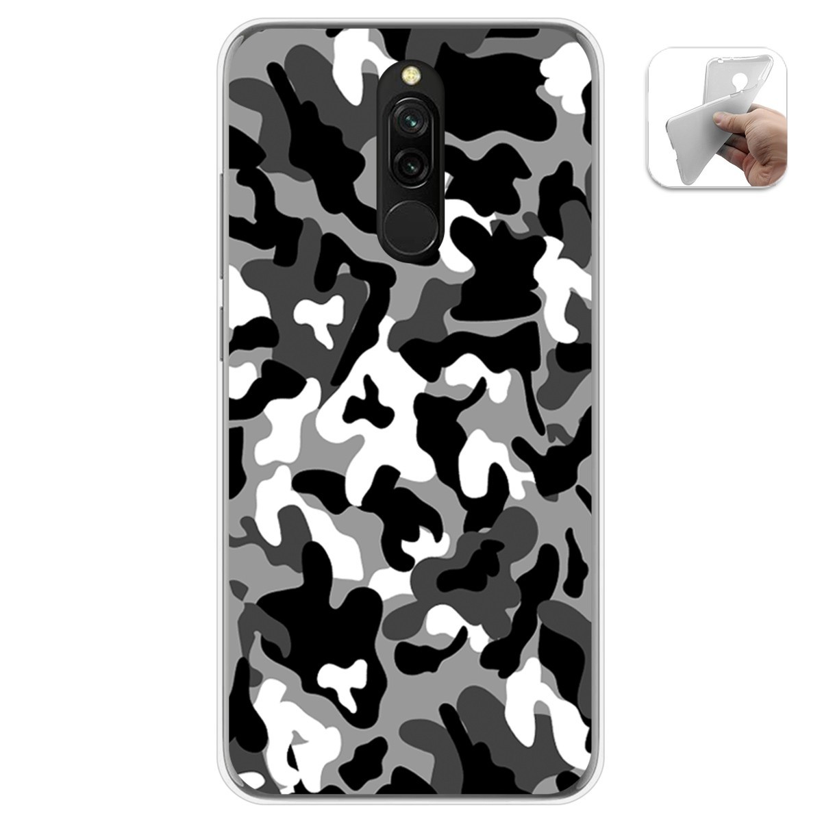 Funda Gel Tpu para Xiaomi Redmi 8 diseño Snow Camuflaje Dibujos