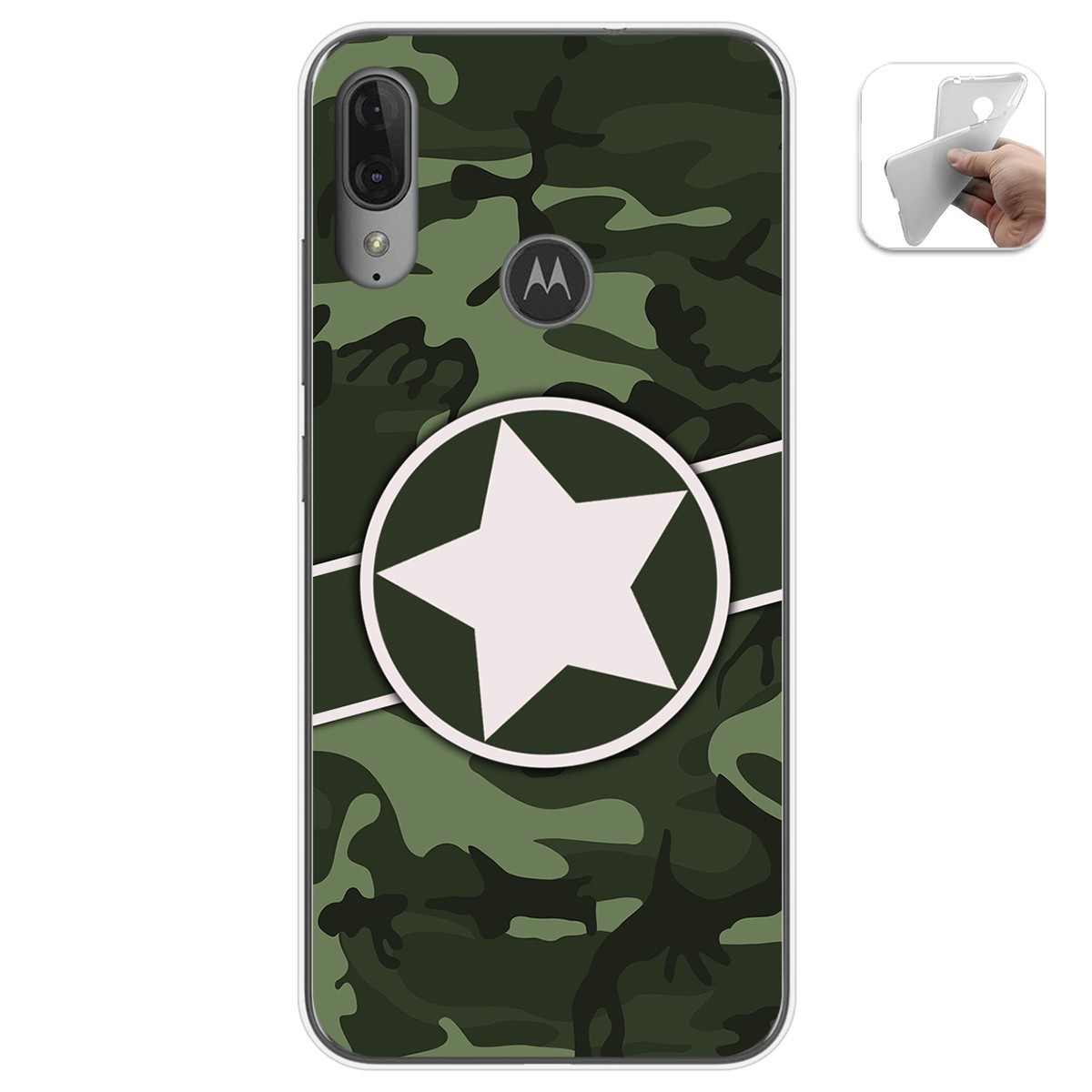 Funda Gel Tpu para Motorola Moto E6 Plus diseño Camuflaje 01 Dibujos