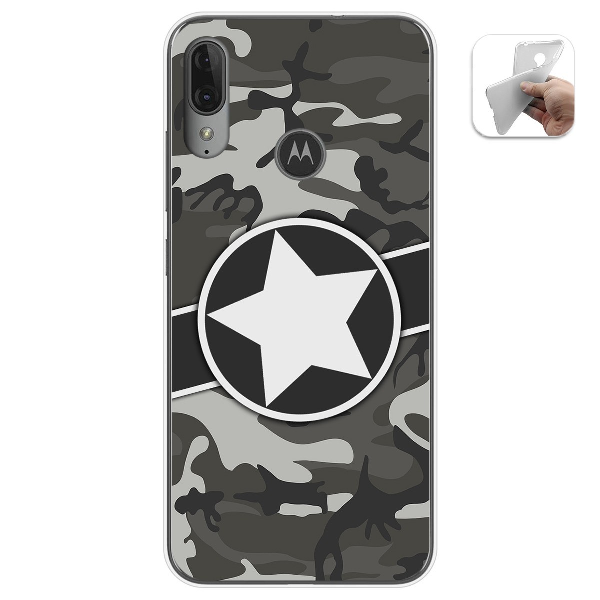 Funda Gel Tpu para Motorola Moto E6 Plus diseño Camuflaje 02 Dibujos