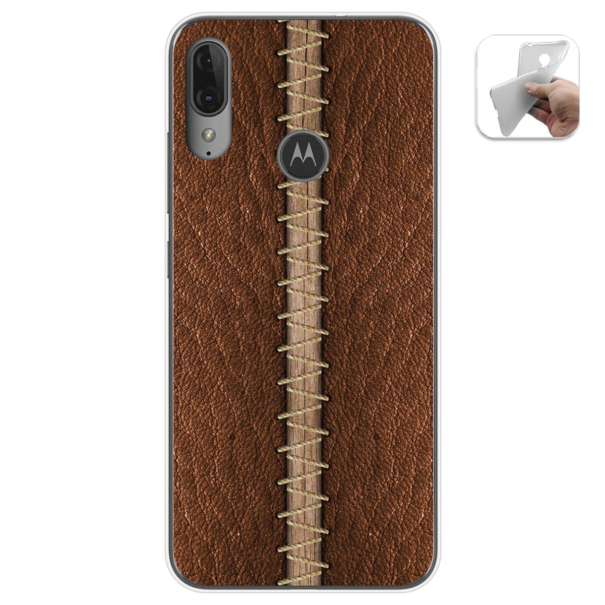 Funda Gel Tpu para Motorola Moto E6 Plus diseño Cuero 01 Dibujos