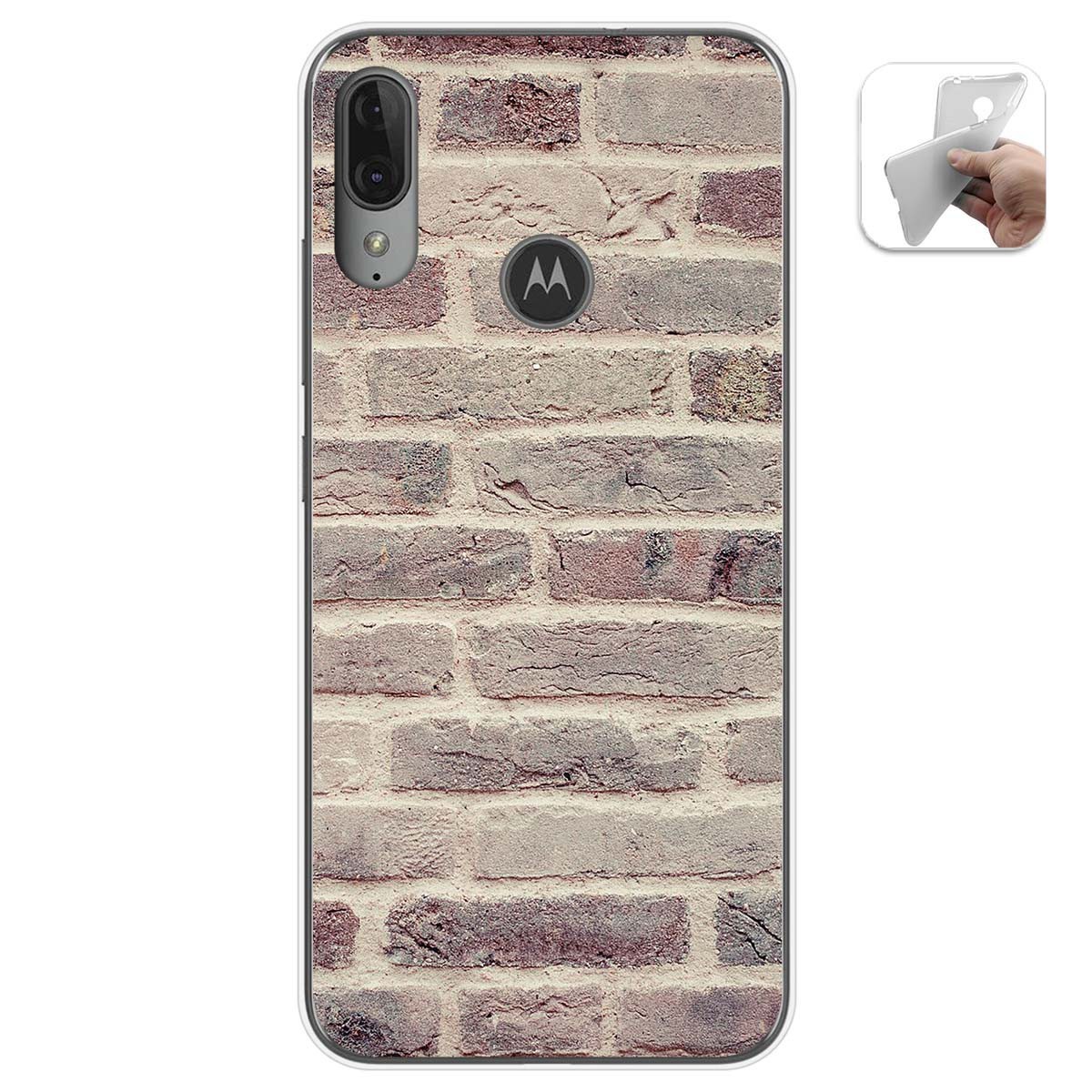 Funda Gel Tpu para Motorola Moto E6 Plus diseño Ladrillo 01 Dibujos