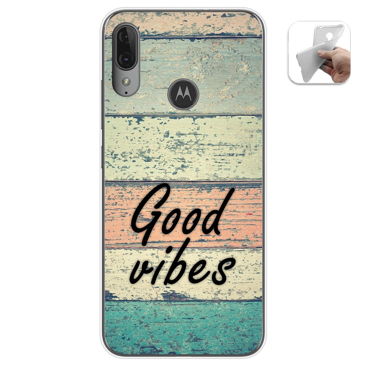 Funda Gel Tpu para Motorola Moto E6 Plus diseño Madera 01 Dibujos