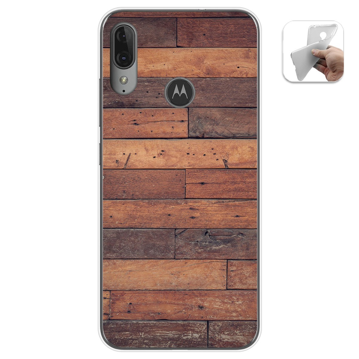 Funda Gel Tpu para Motorola Moto E6 Plus diseño Madera 03 Dibujos