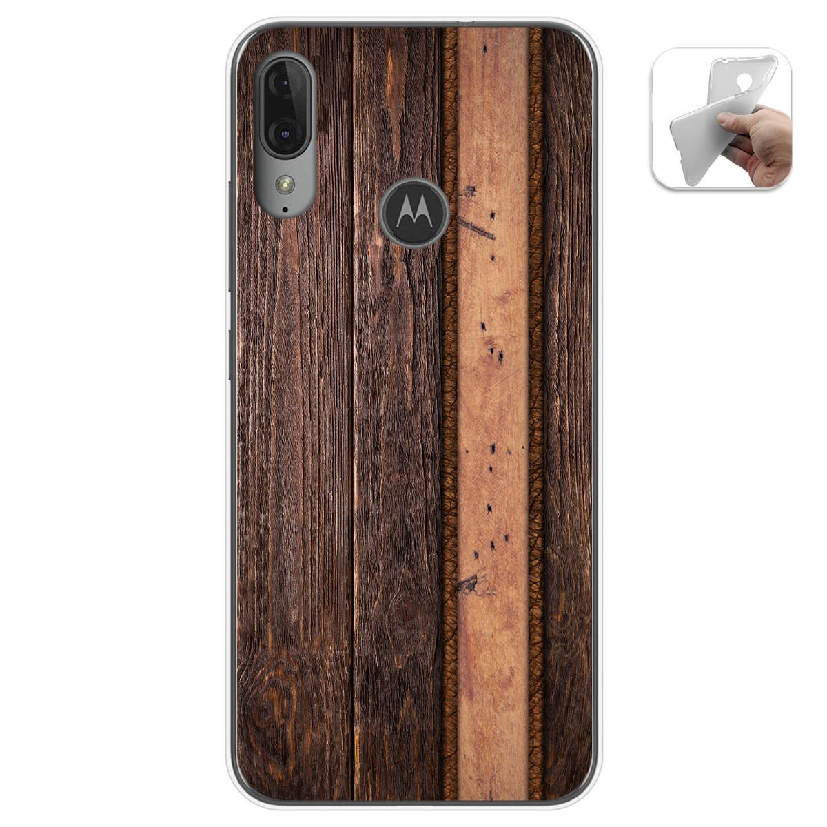 Funda Gel Tpu para Motorola Moto E6 Plus diseño Madera 05 Dibujos