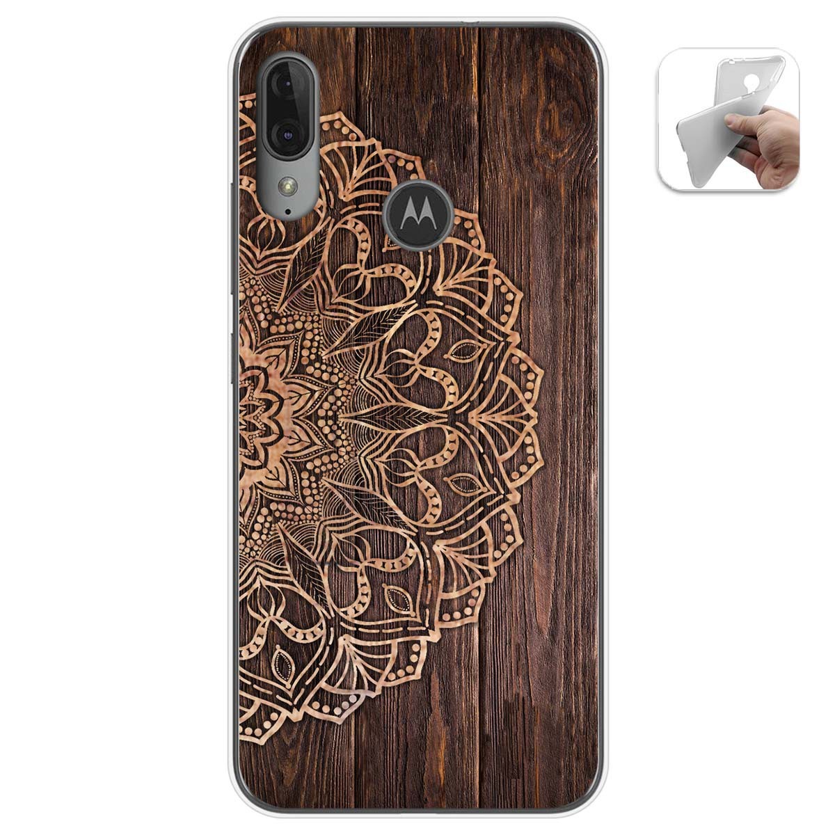 Funda Gel Tpu para Motorola Moto E6 Plus diseño Madera 06 Dibujos