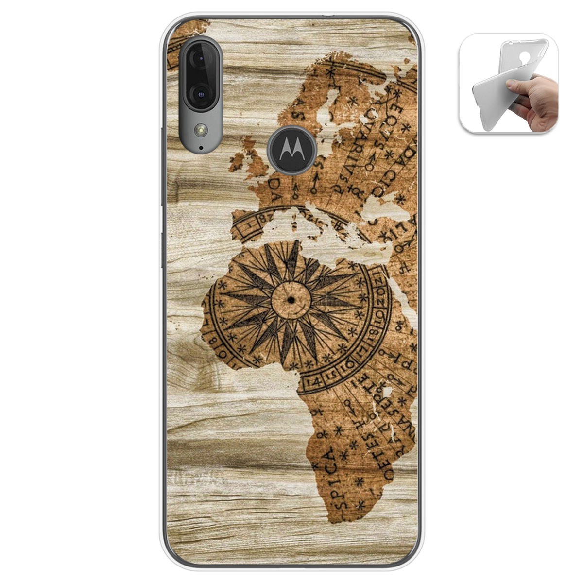 Funda Gel Tpu para Motorola Moto E6 Plus diseño Madera 07 Dibujos