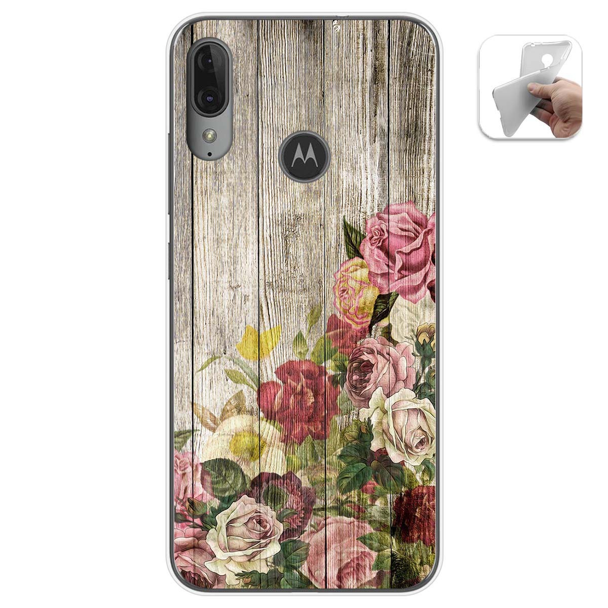 Funda Gel Tpu para Motorola Moto E6 Plus diseño Madera 08 Dibujos