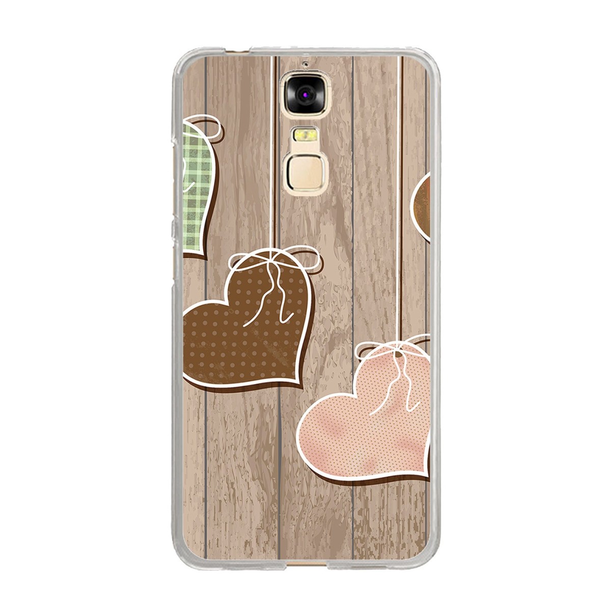 Funda Gel Tpu para Zte Blade A610 Plus  Diseño Corazones Madera Dibujos