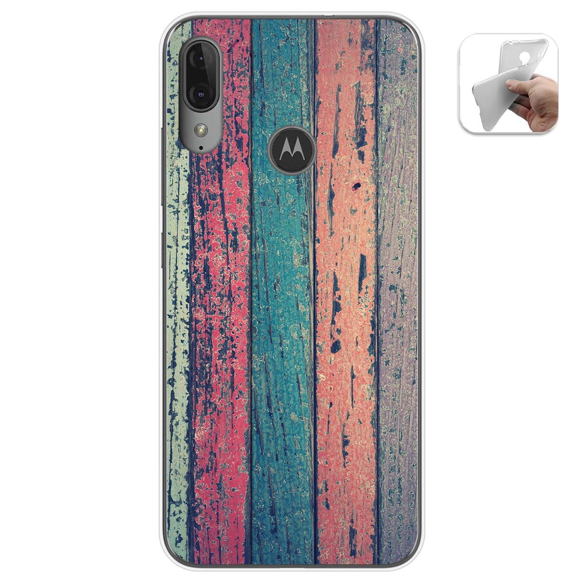 Funda Gel Tpu para Motorola Moto E6 Plus diseño Madera 10 Dibujos