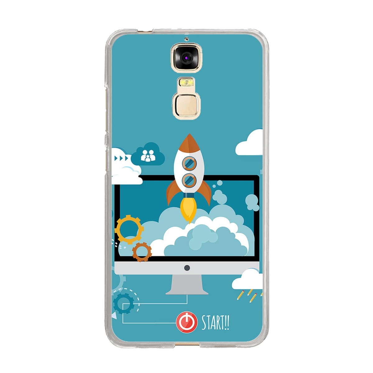 Funda Gel Tpu para Zte Blade A610 Plus  Diseño Cohete Dibujos