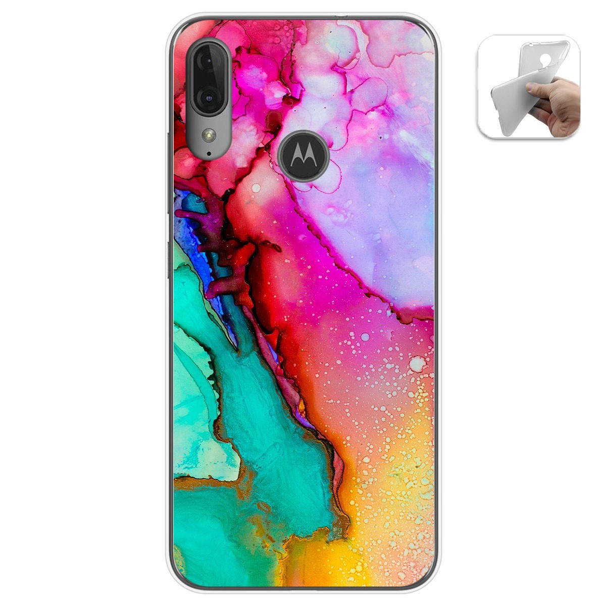 Funda Gel Tpu para Motorola Moto E6 Plus diseño Mármol 15 Dibujos