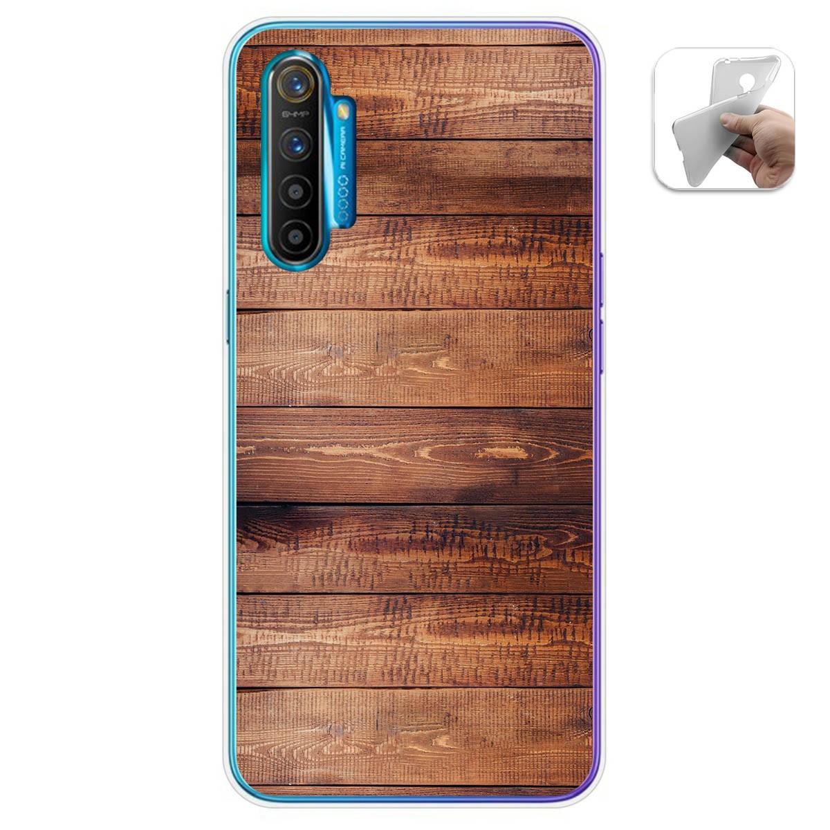 Funda Gel Tpu para Realme X2 diseño Madera 02 Dibujos