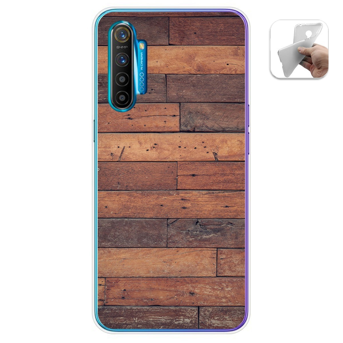 Funda Gel Tpu para Realme X2 diseño Madera 03 Dibujos