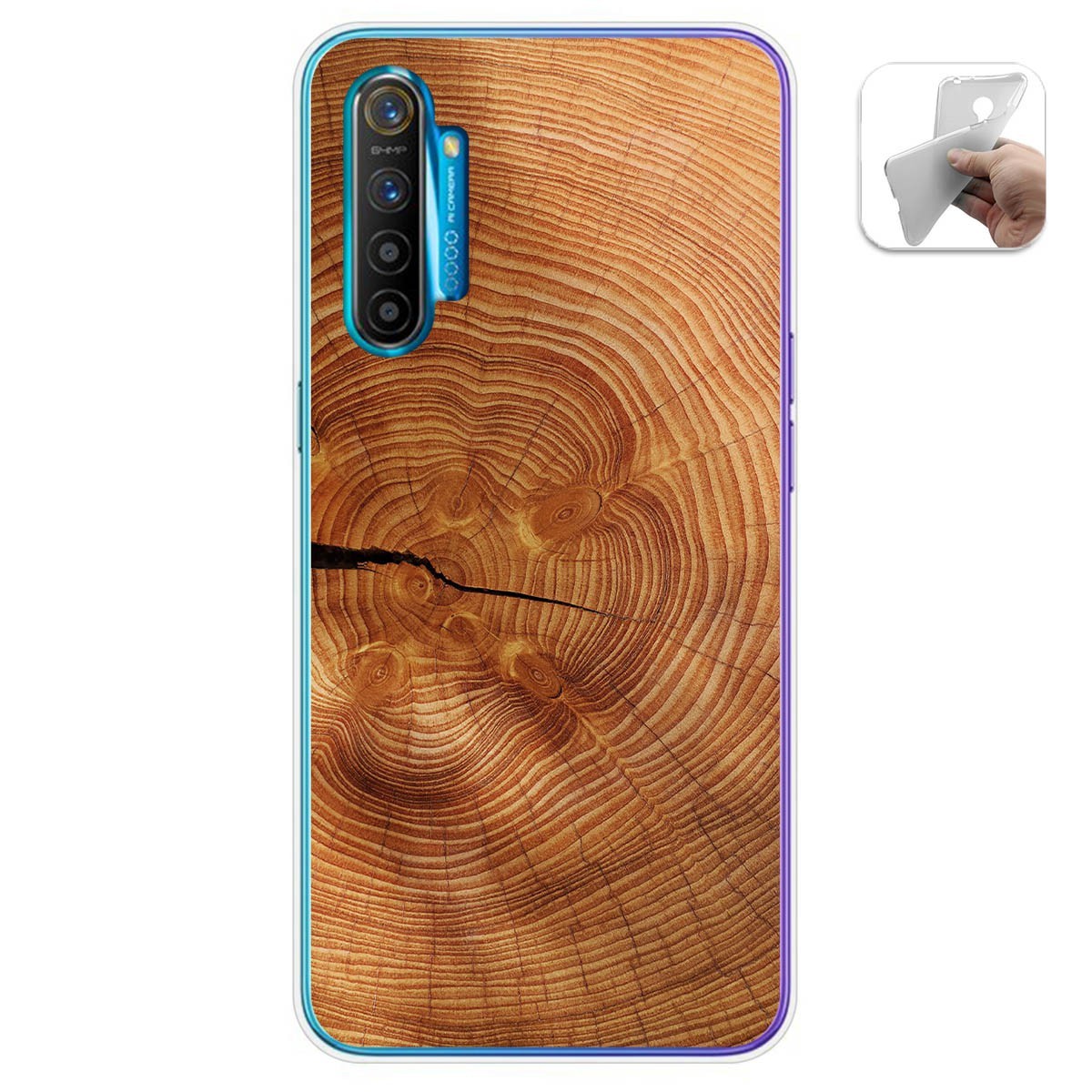 Funda Gel Tpu para Realme X2 diseño Madera 04 Dibujos