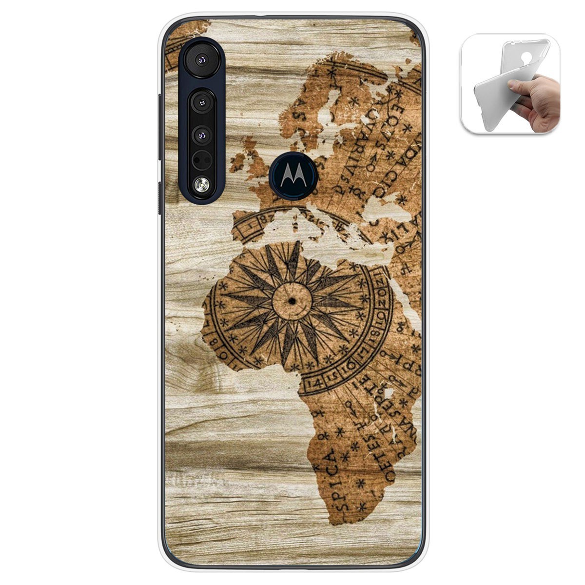 Funda Gel Tpu para Motorola One Macro diseño Madera 07 Dibujos