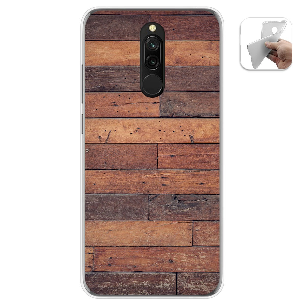 Funda Gel Tpu para Xiaomi Redmi 8 diseño Madera 03 Dibujos