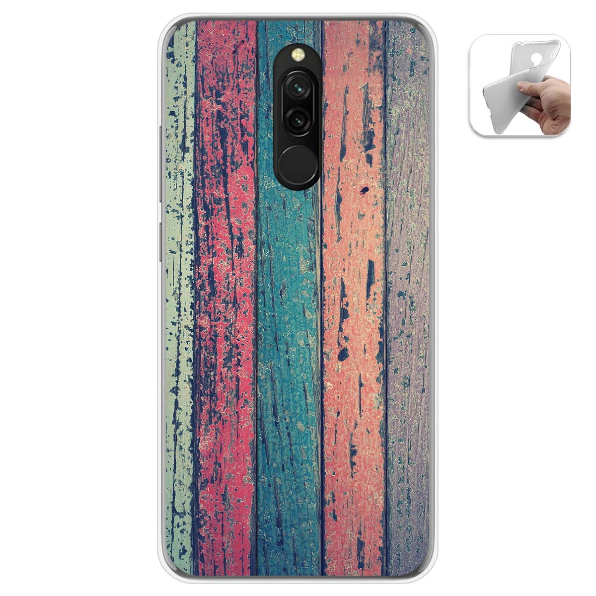 Funda Gel Tpu para Xiaomi Redmi 8 diseño Madera 10 Dibujos
