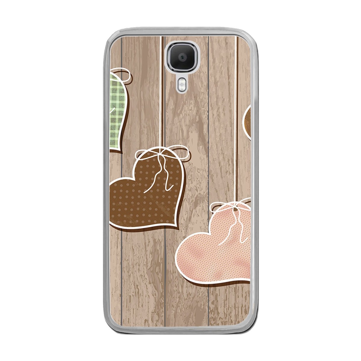 Funda Gel Tpu para Doogee X9 / X9 Pro  Diseño Corazones Madera Dibujos