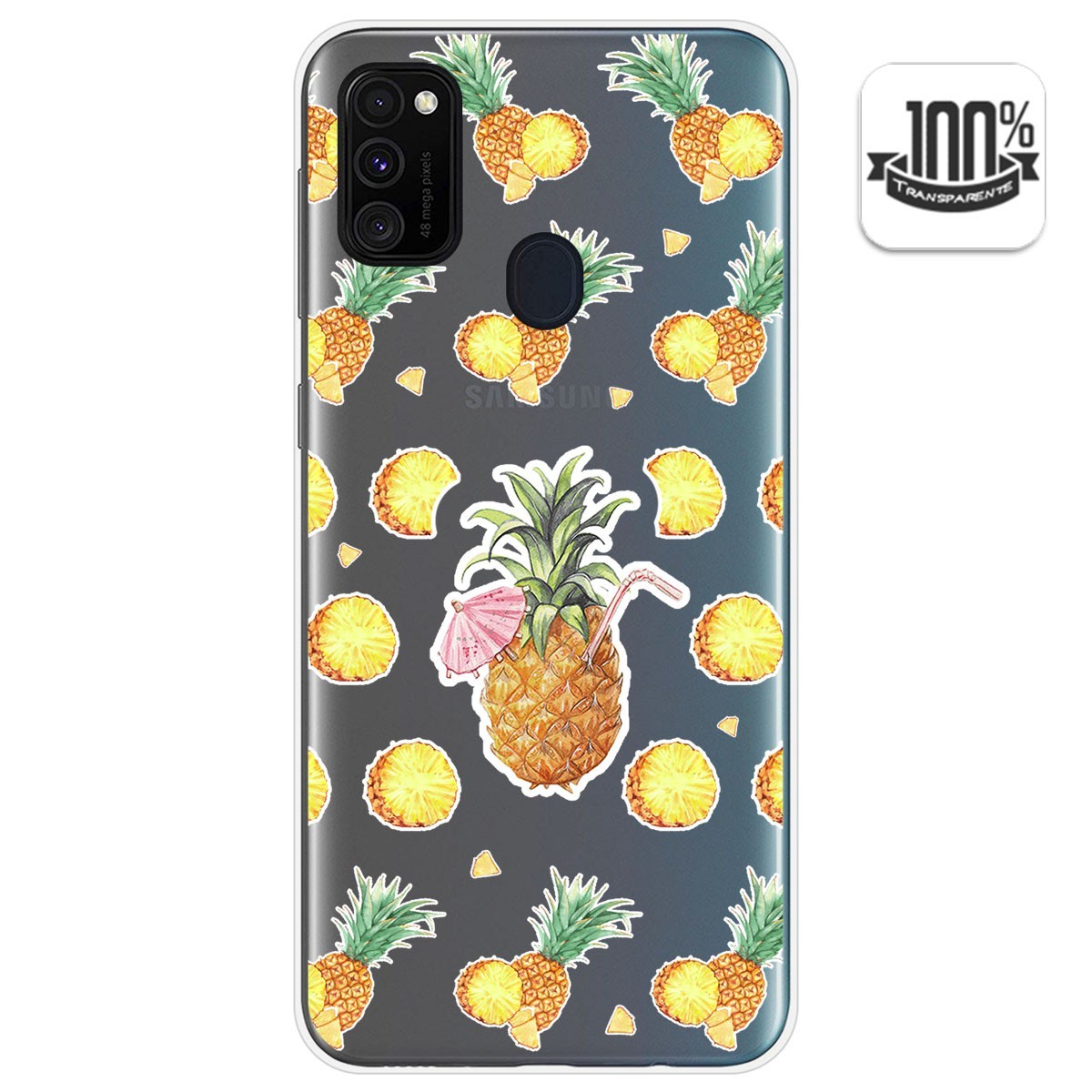 Funda Gel Transparente para Samsung Galaxy M30s / M21 diseño Piña Dibujos