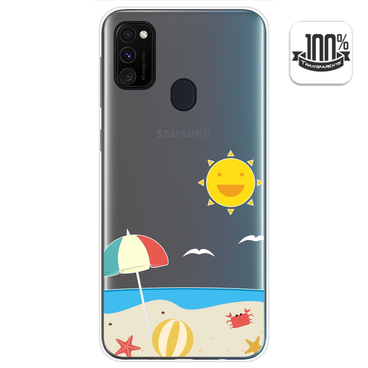 Funda Gel Transparente para Samsung Galaxy M30s / M21 diseño Playa Dibujos