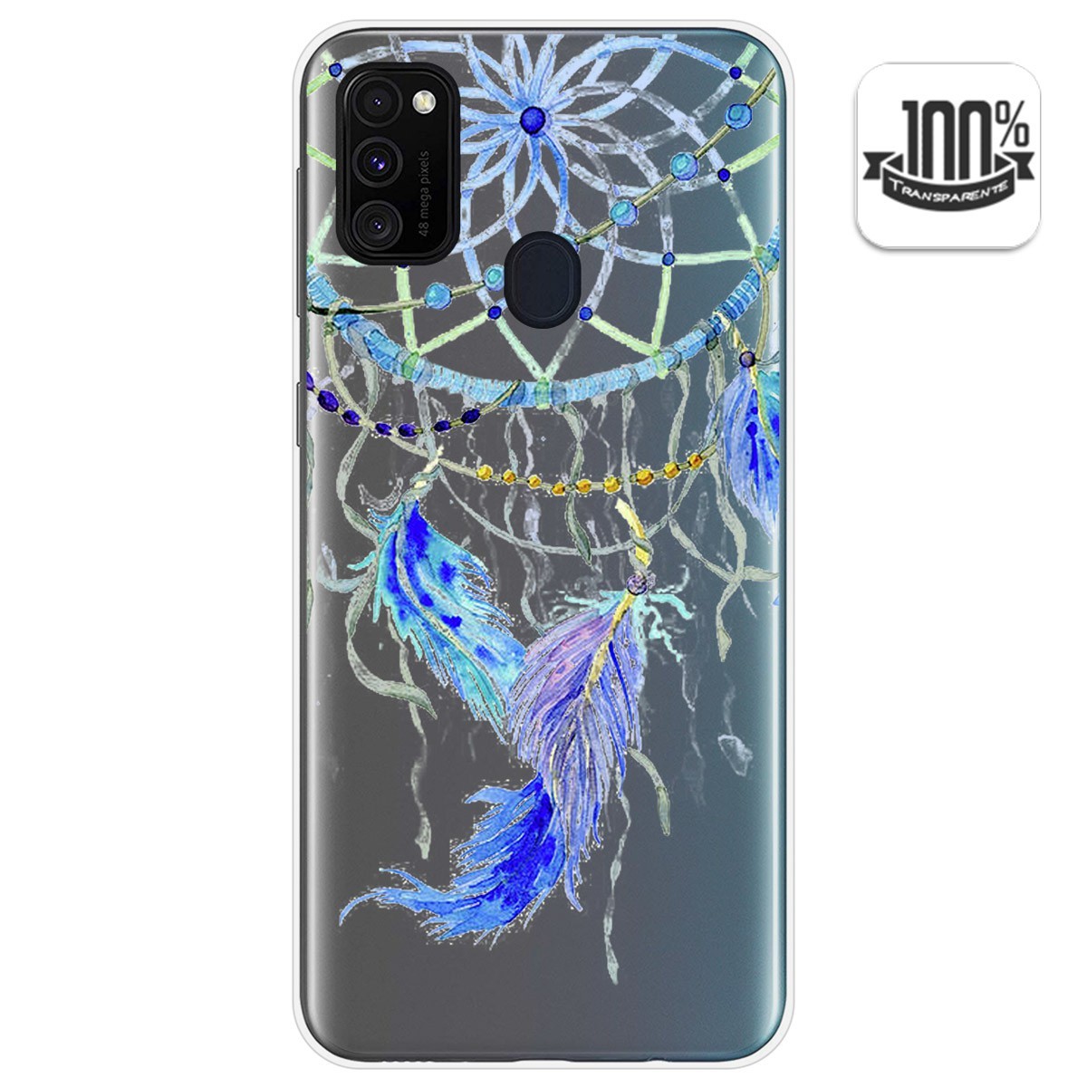 Funda Gel Transparente para Samsung Galaxy M30s / M21 diseño Plumas Dibujos