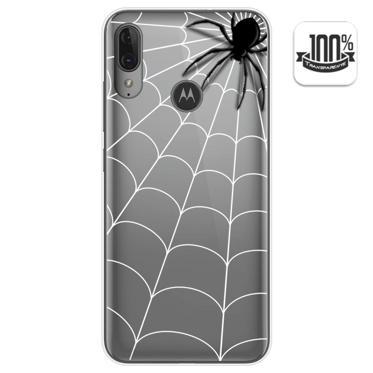 Funda Gel Transparente para Motorola Moto E6 Plus diseño Araña Dibujos