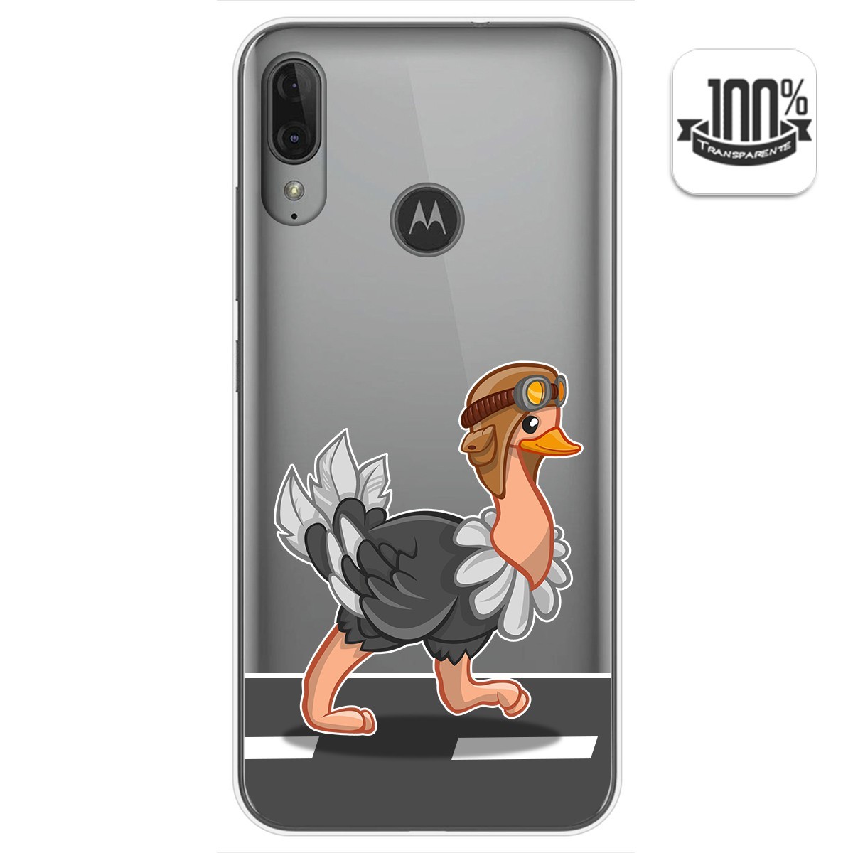 Funda Gel Transparente para Motorola Moto E6 Plus diseño Avestruz Dibujos