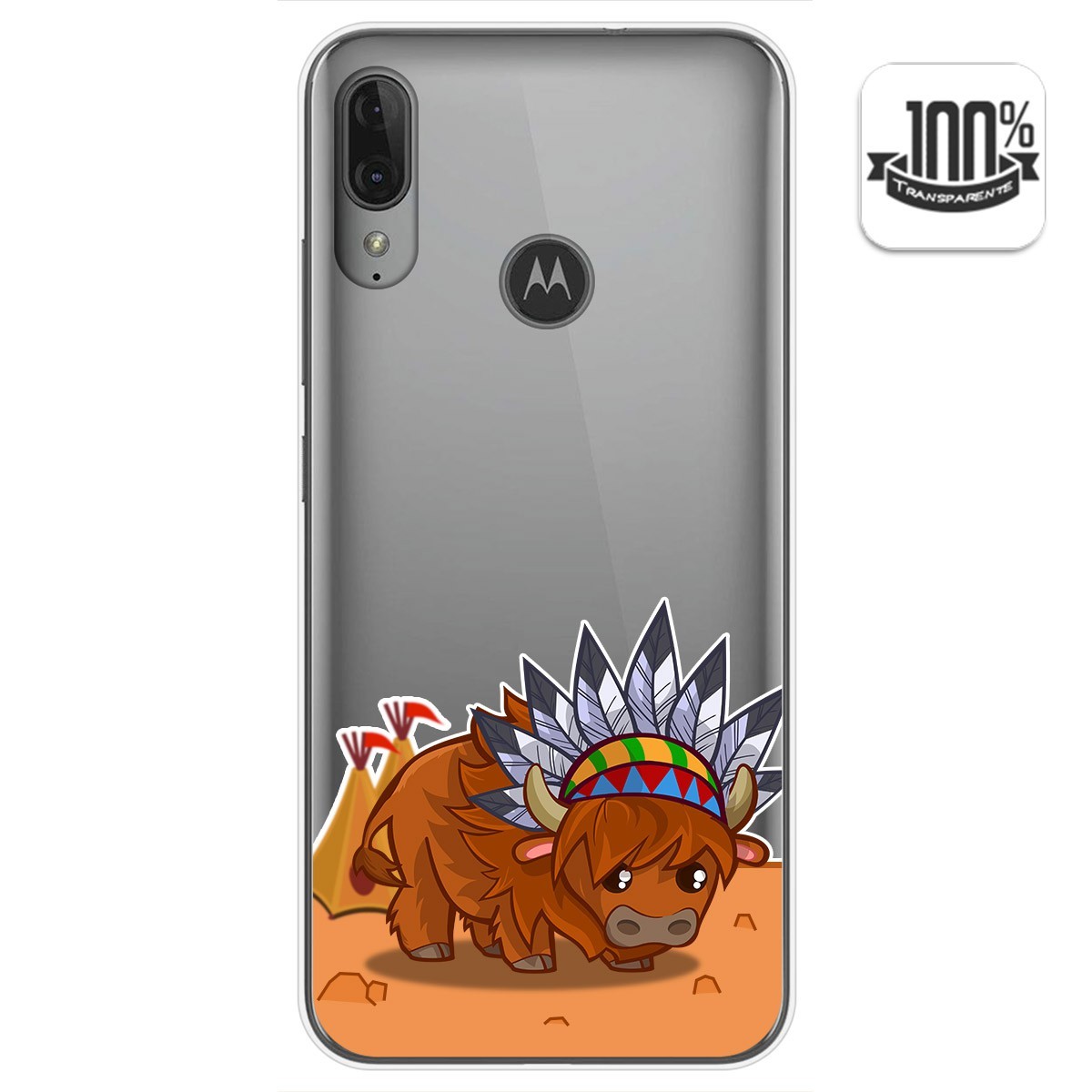 Funda Gel Transparente para Motorola Moto E6 Plus diseño Bufalo Dibujos