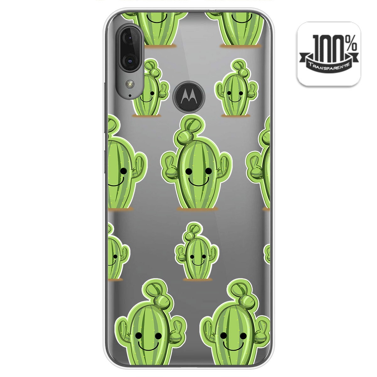 Funda Gel Transparente para Motorola Moto E6 Plus diseño Cactus Dibujos