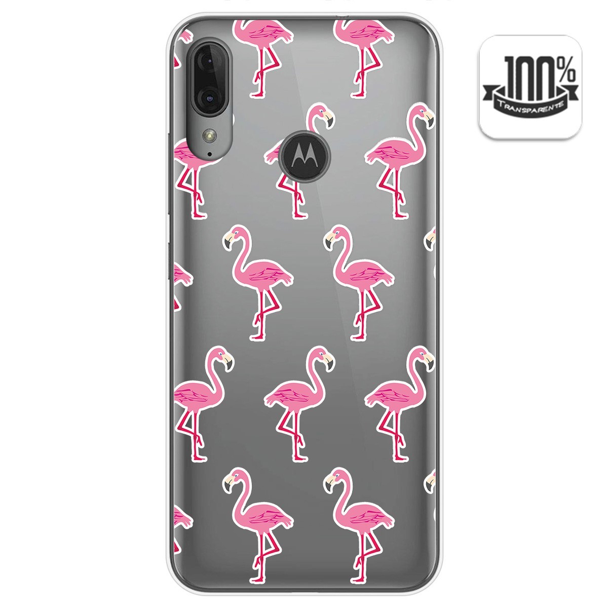 Funda Gel Transparente para Motorola Moto E6 Plus diseño Flamenco Dibujos