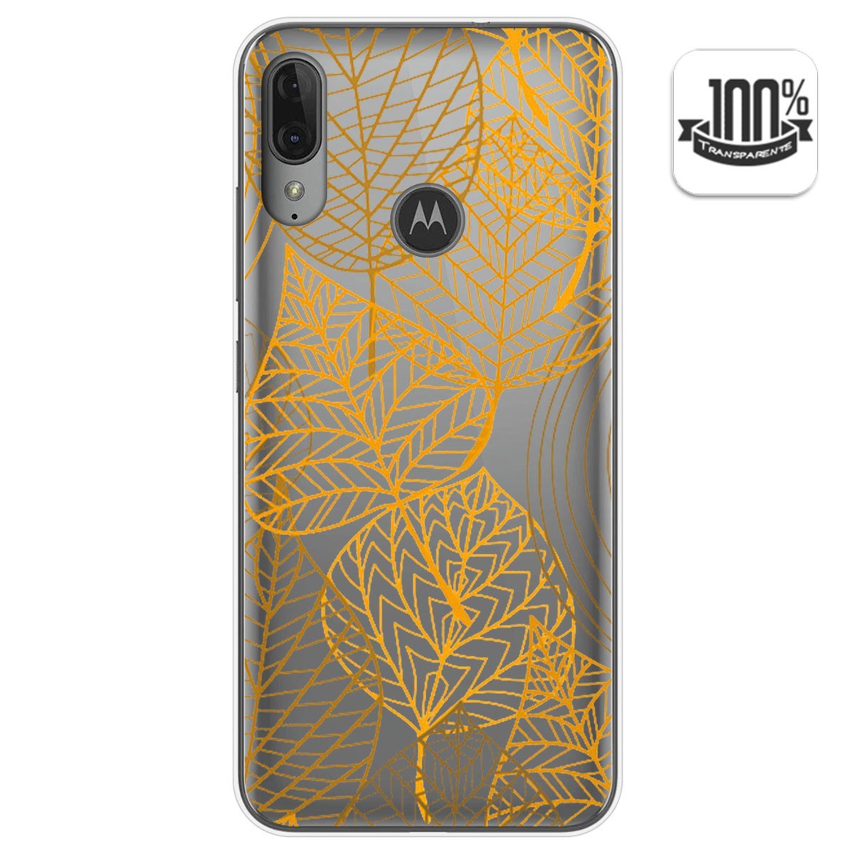 Funda Gel Transparente para Motorola Moto E6 Plus diseño Hojas Dibujos