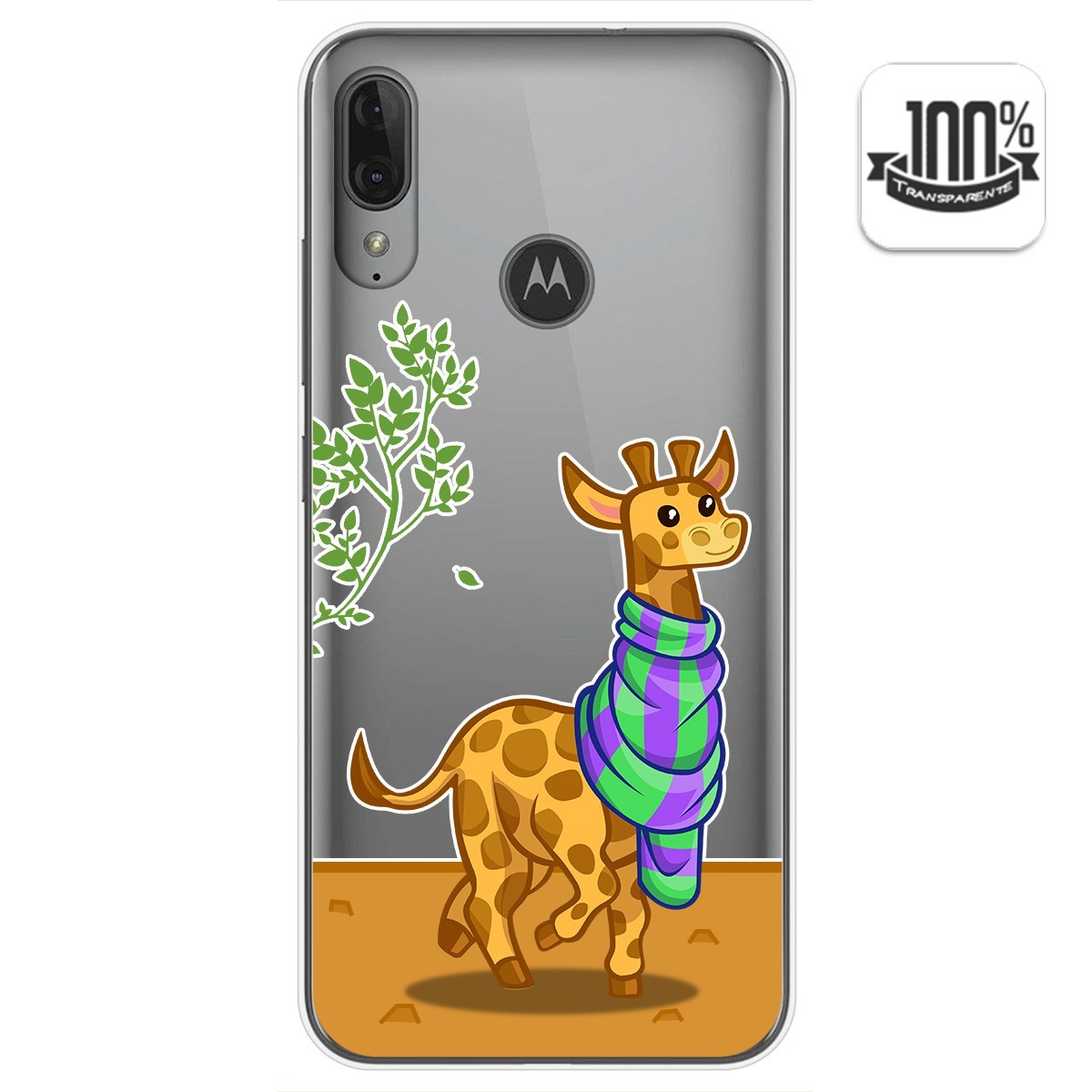 Funda Gel Transparente para Motorola Moto E6 Plus diseño Jirafa Dibujos