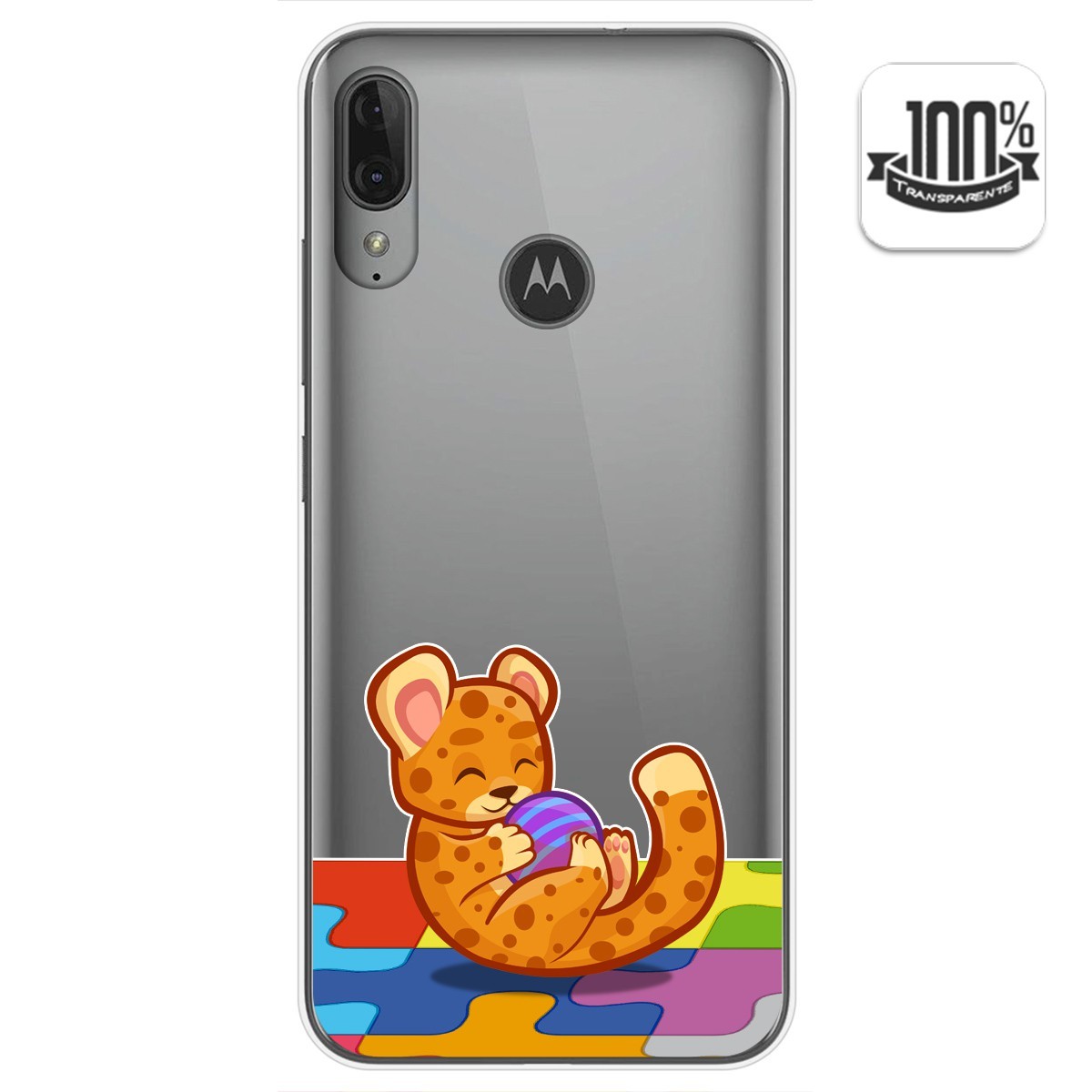 Funda Gel Transparente para Motorola Moto E6 Plus diseño Leopardo Dibujos