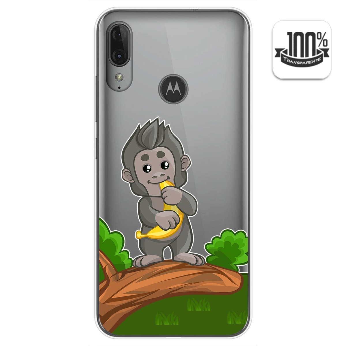 Funda Gel Transparente para Motorola Moto E6 Plus diseño Mono Dibujos