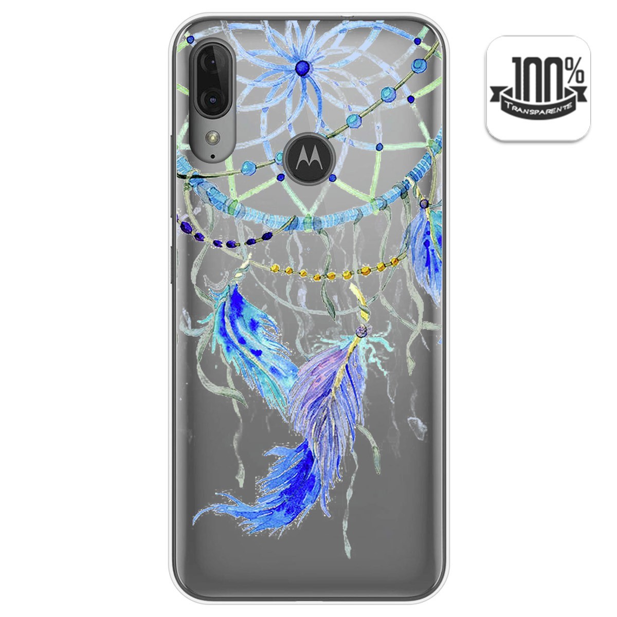 Funda Gel Transparente para Motorola Moto E6 Plus diseño Plumas Dibujos