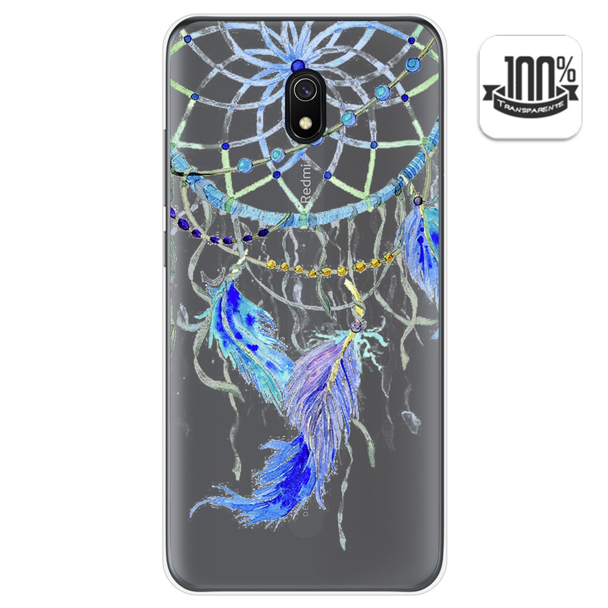 Funda Gel Transparente para Xiaomi Redmi 8A diseño Plumas Dibujos