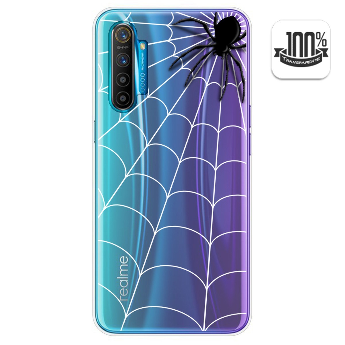 Funda Gel Transparente para Realme X2 diseño Araña Dibujos