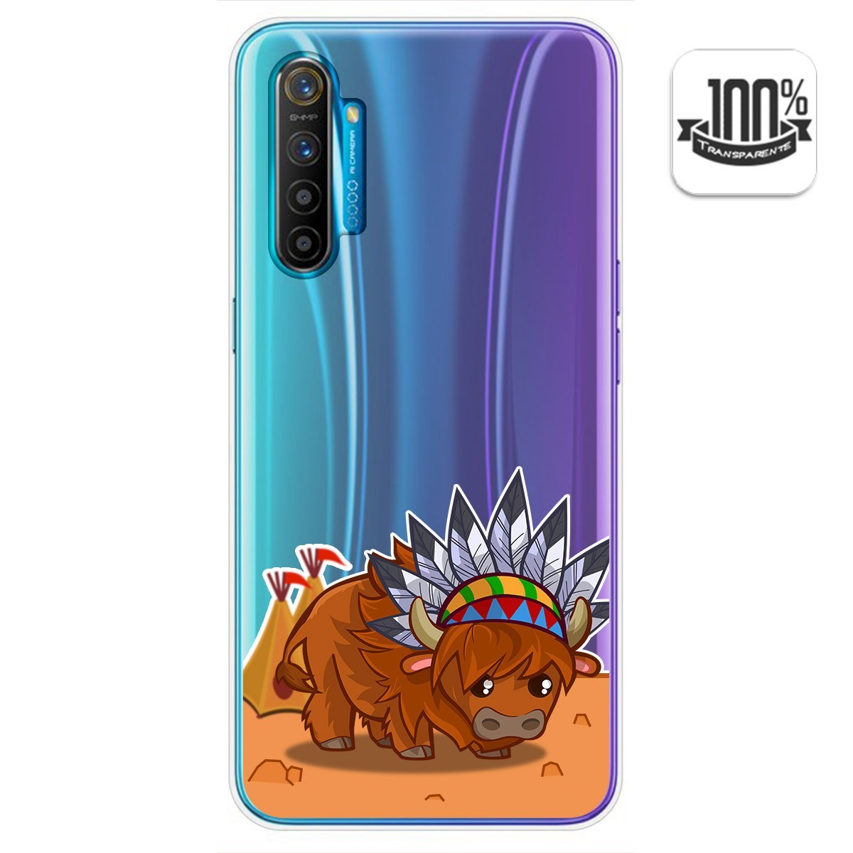 Funda Gel Transparente para Realme X2 diseño Bufalo Dibujos
