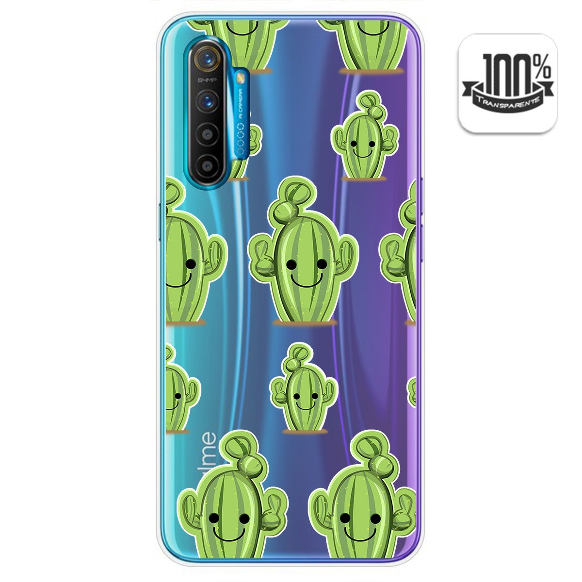 Funda Gel Transparente para Realme X2 diseño Cactus Dibujos