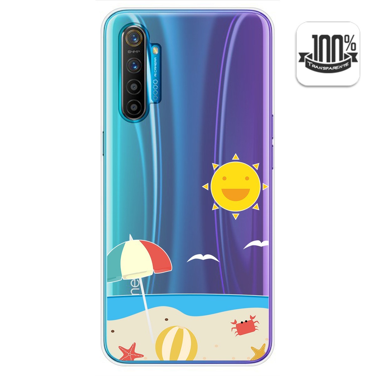 Funda Gel Transparente para Realme X2 diseño Playa Dibujos