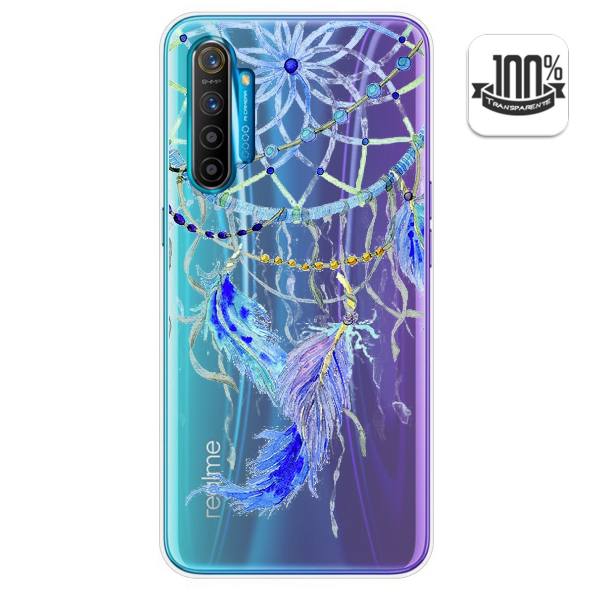Funda Gel Transparente para Realme X2 diseño Plumas Dibujos
