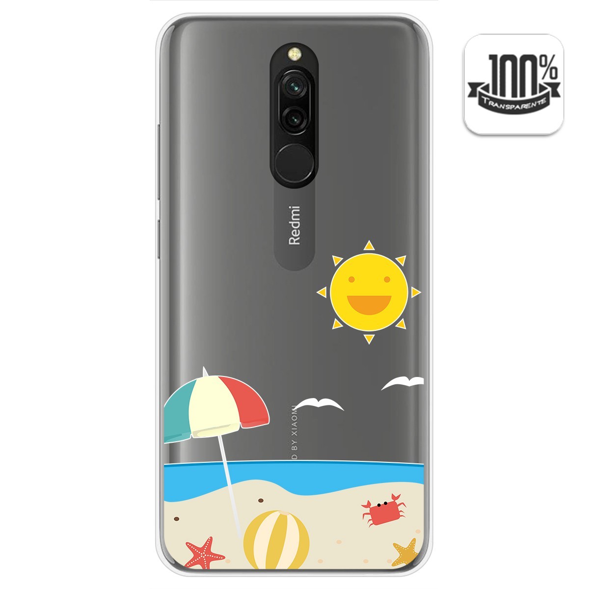 Funda Gel Transparente para Xiaomi Redmi 8 diseño Playa Dibujos