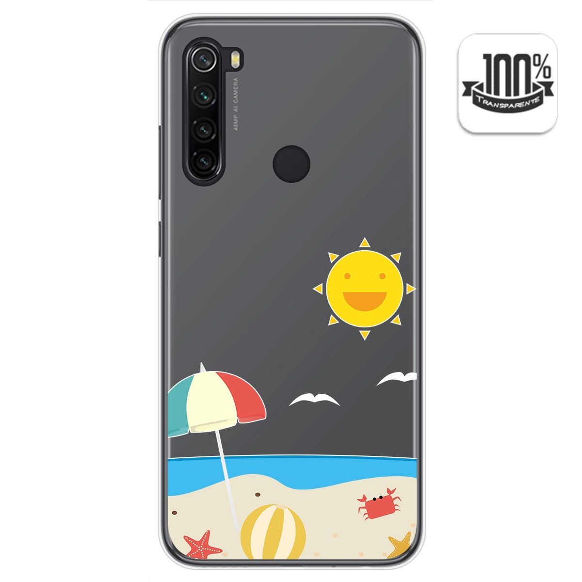 Funda Gel Transparente para Xiaomi Redmi Note 8T diseño Playa Dibujos