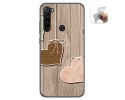 Funda Gel Tpu para Xiaomi Redmi Note 8 (2019/2021) diseño Corazones Madera Dibujos