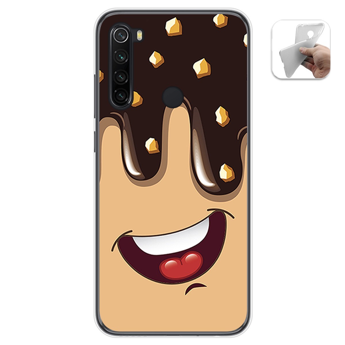 Funda Gel Tpu para Xiaomi Redmi Note 8 (2019/2021) diseño Helado Chocolate Dibujos
