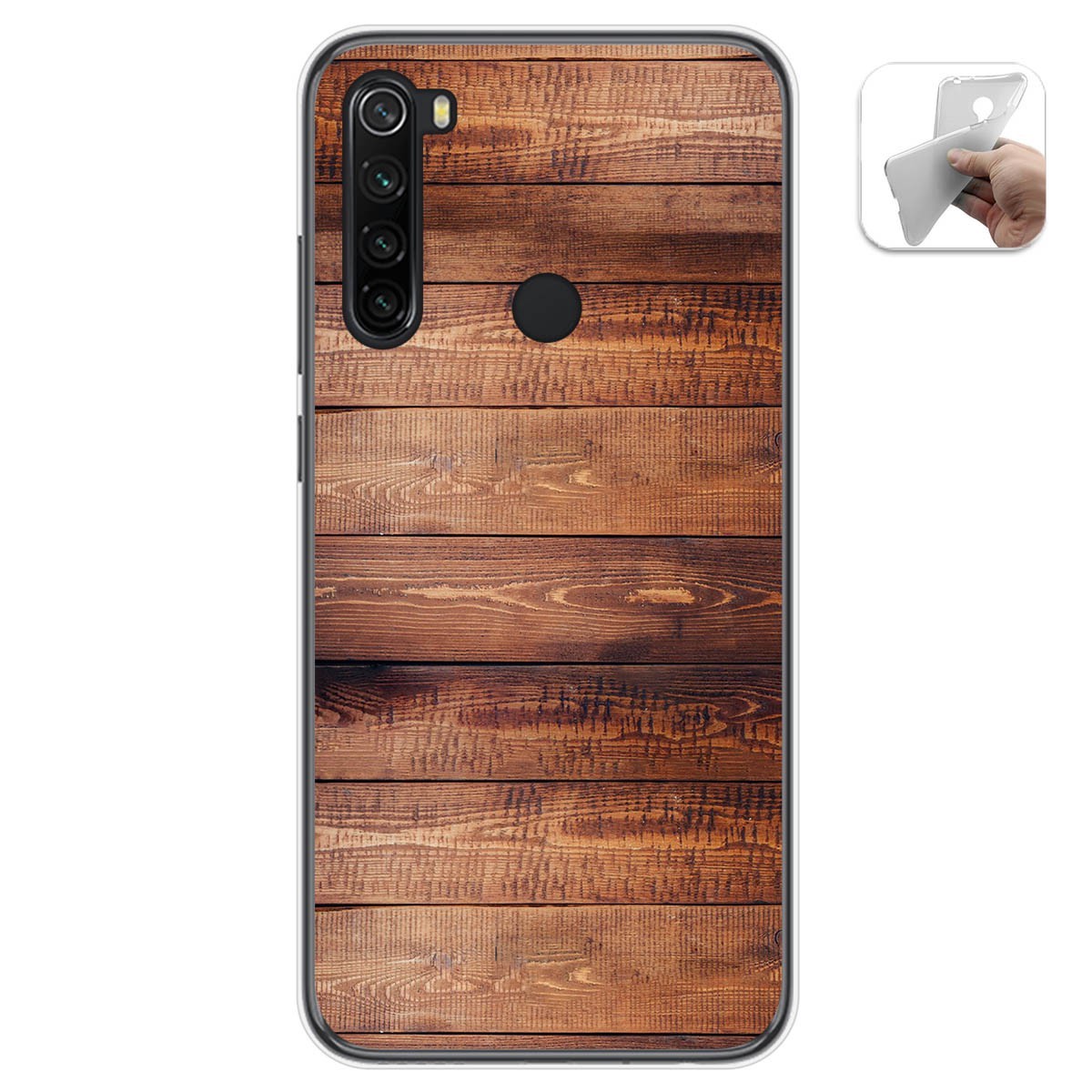 Funda Gel Tpu para Xiaomi Redmi Note 8 (2019/2021) diseño Madera 02 Dibujos