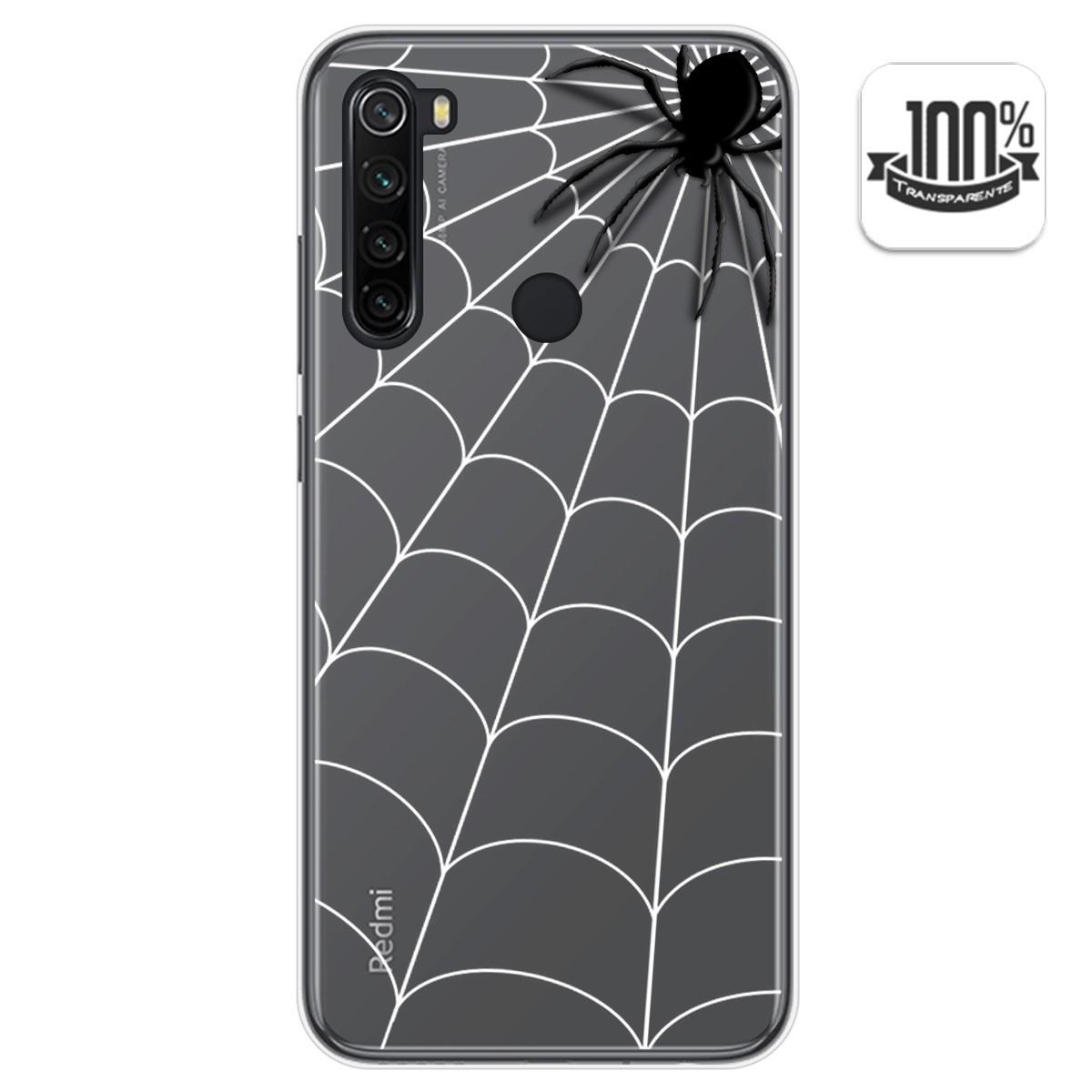 Funda Gel Transparente para Xiaomi Redmi Note 8 (2019/2021) diseño Araña Dibujos